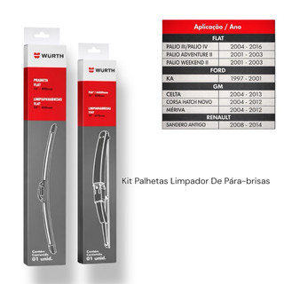 Kit Palhetas Limpador De Pára-brisas Wurth Diversos Modelos De Aplique