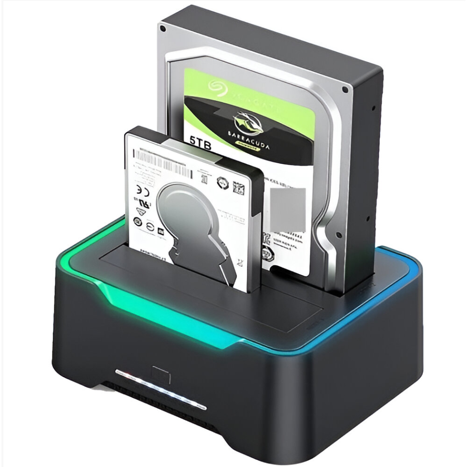 Dock Station SATA para HDs 2,5 / 3,5 com copia off-line USB 3.0 RGB PC Notebook Leitor de Sata