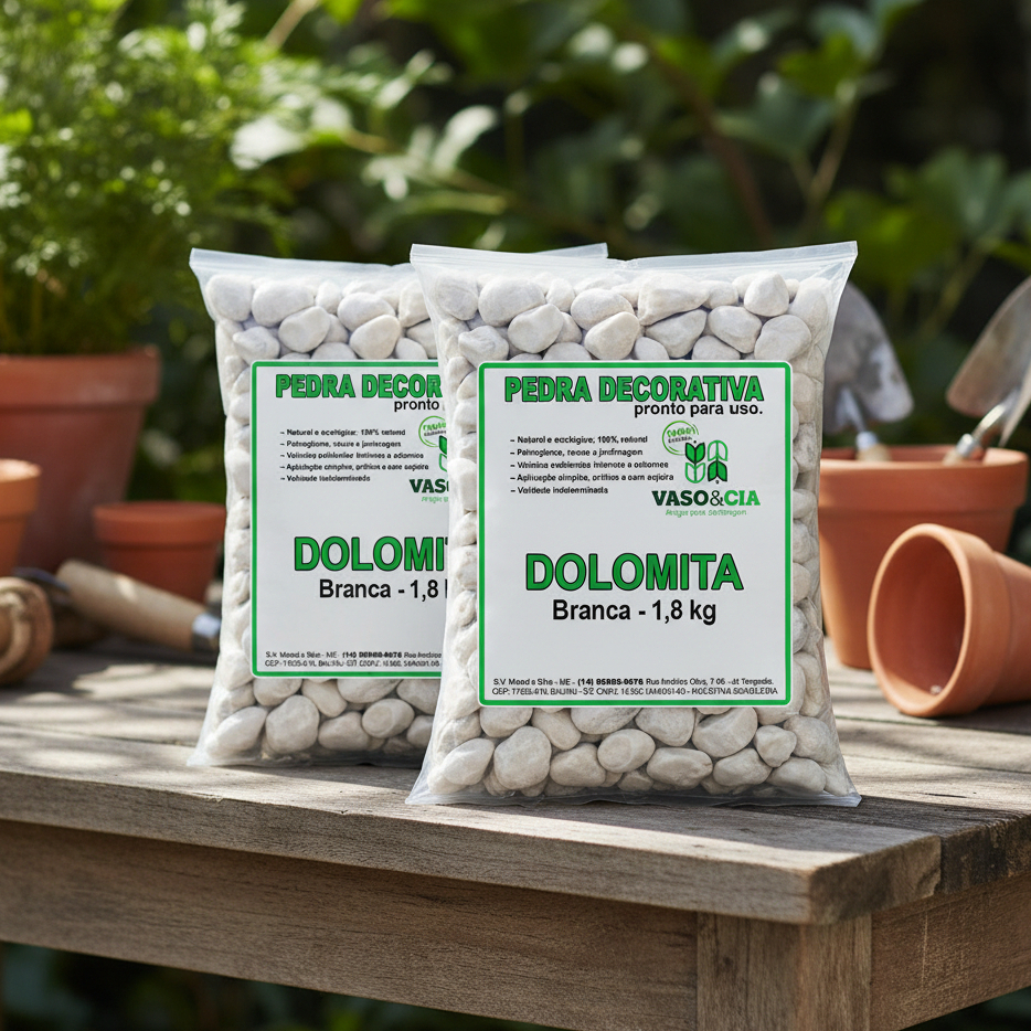 Kit 2x Pedra Dolomita Branca Seixo Decorativa para Vasos e Jardins Ornamentais - 1,8 kg