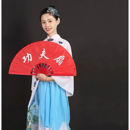 Leque Oriental Grande Dança Kung Fu Tai Chi Chuan Comprimento 34cm-Modelo Variados