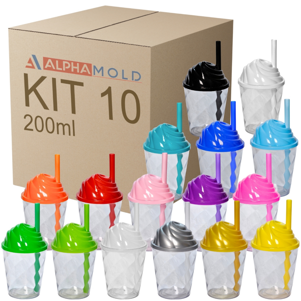 10 Copo Cristal Tampa Chantilly 200ml Festa Bebida Brinde Comemoração Balada Evento Lembrancinha Show