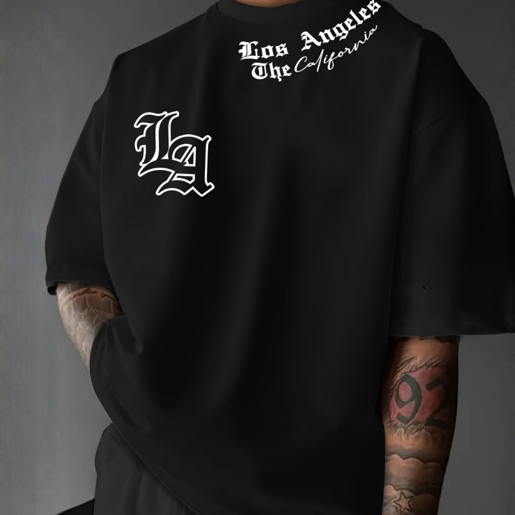 Camiseta Oversized  Los Angeles Moda Urbana Califórnia Streetwear Minimalista