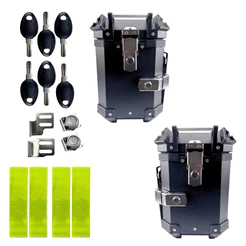 Kit Par Bau Bauleto Lateral Preto 35 Litros ACM Aluminio + Suporte