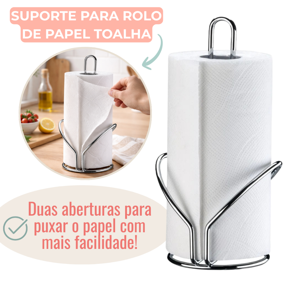 Porta Rolo Papel Toalha Para Mesa Cozinha Cromado Future em Oferta na Shopee