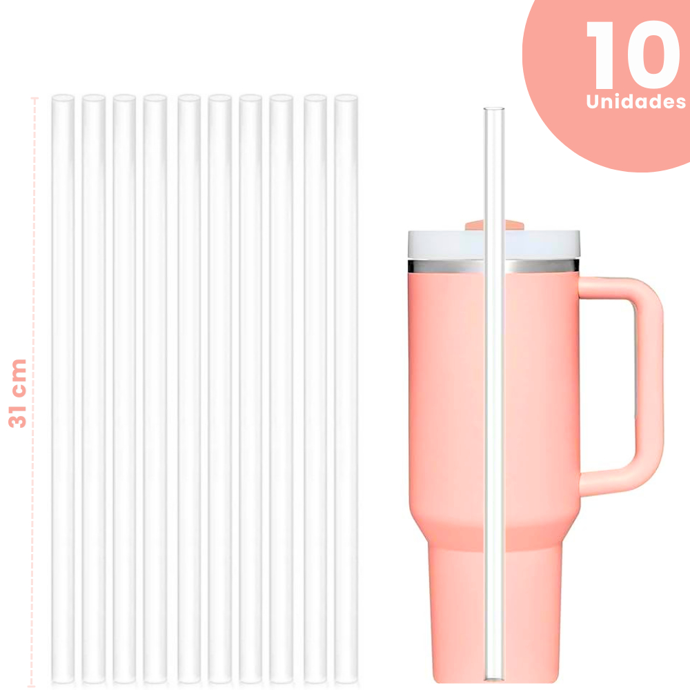 Kit 10 Canudos Reposição 31cm para Copo e Garrafa Quencher 1200ml (40Oz) e 900ml (30Oz) Kit 10 Canudos Reposição 31cm para Copo e Garrafa Quencher 1200ml (40Oz) e 900ml (30Oz)