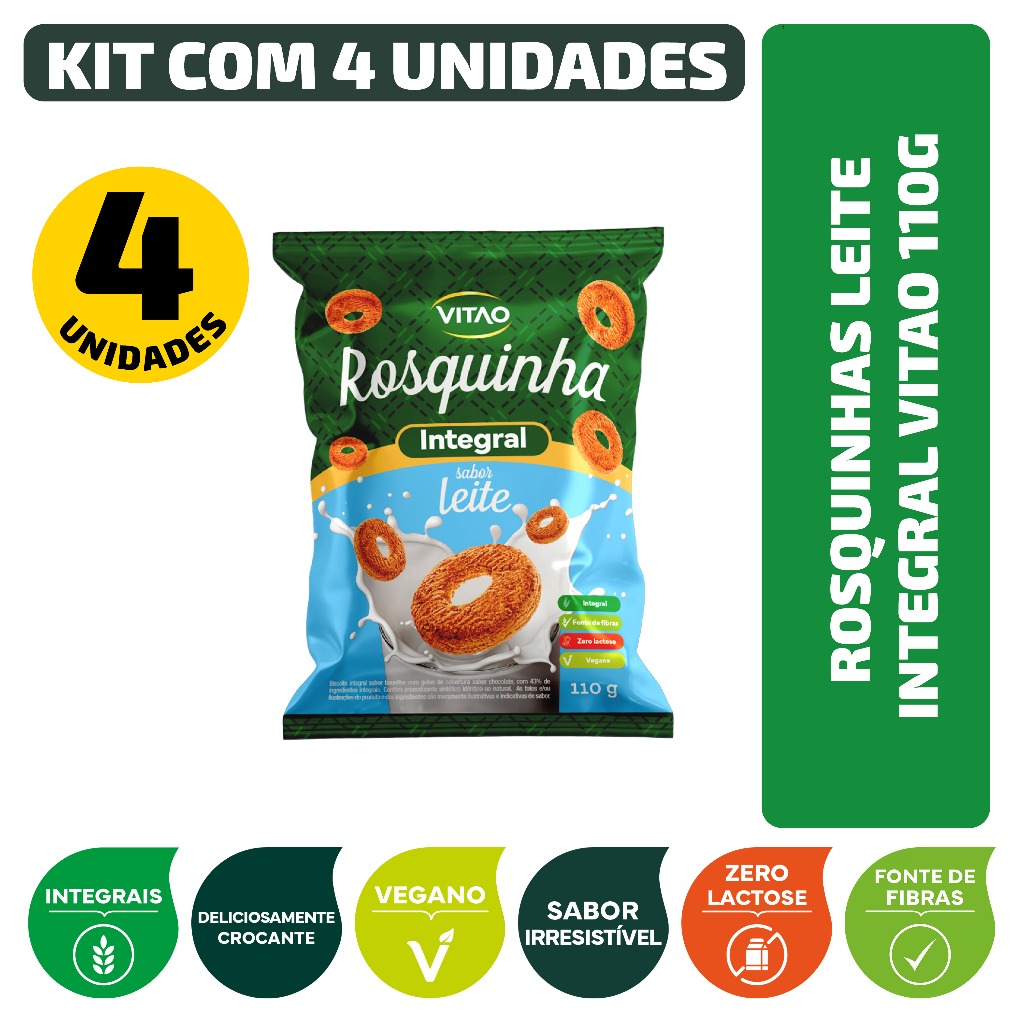 Kit Rosquinhas Leite Integral Vitao 110G - 4 Unidades
