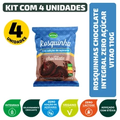 Kit Rosquinhas Chocolate Integral Zero Açúcar Vitao 110G - 4 Unidades