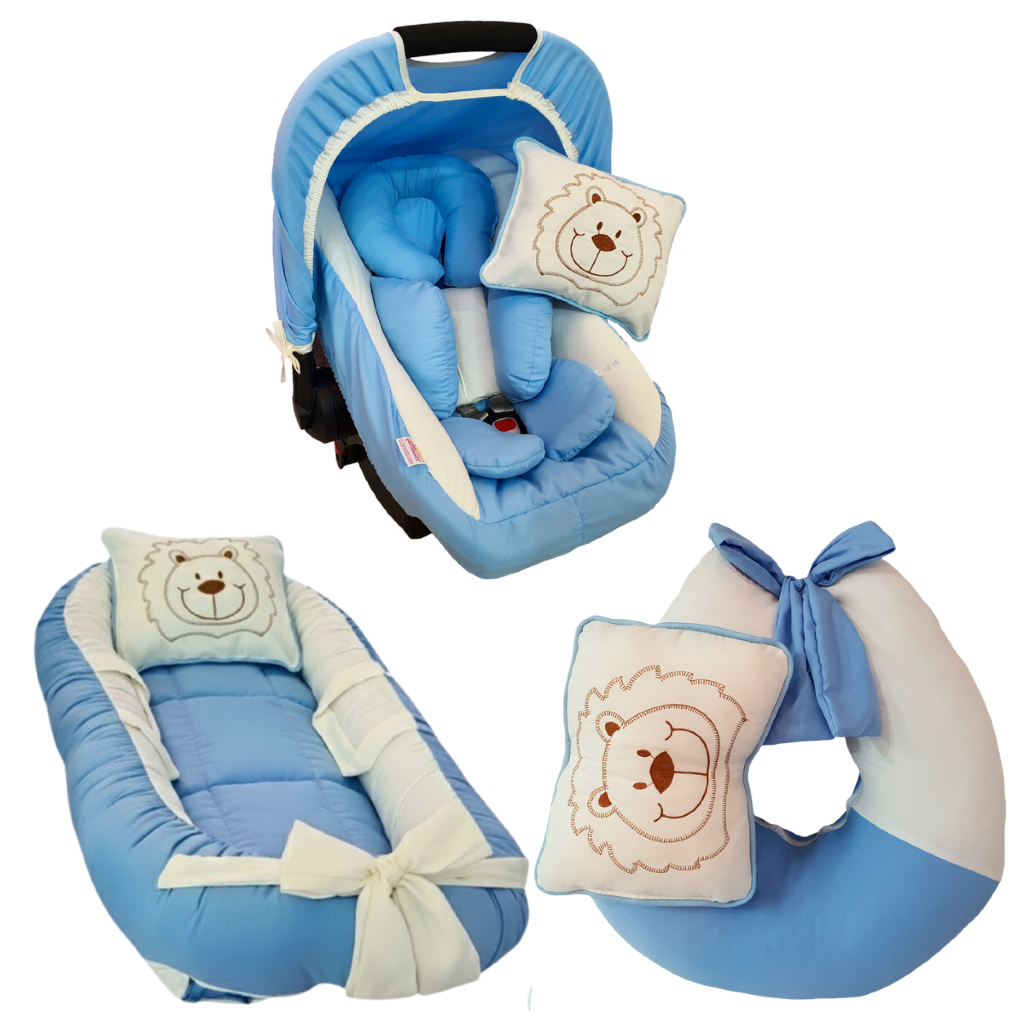 Kit Ninho Redutor de Bebê, Almofada Amamentação, Capa de Bebê Conforto e Redutor Anatômico