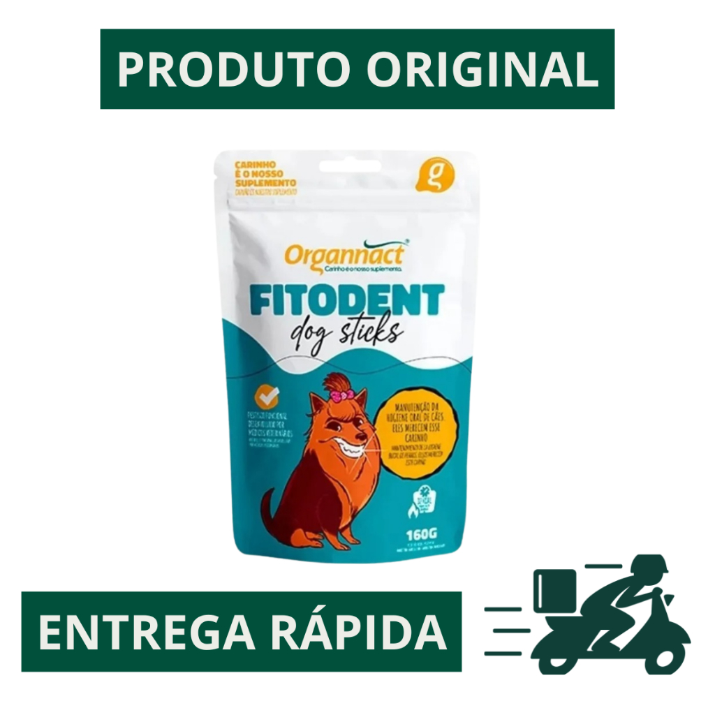 Fitodent Plus Dog Sticks Organnact Petisco Para Cães - 160g