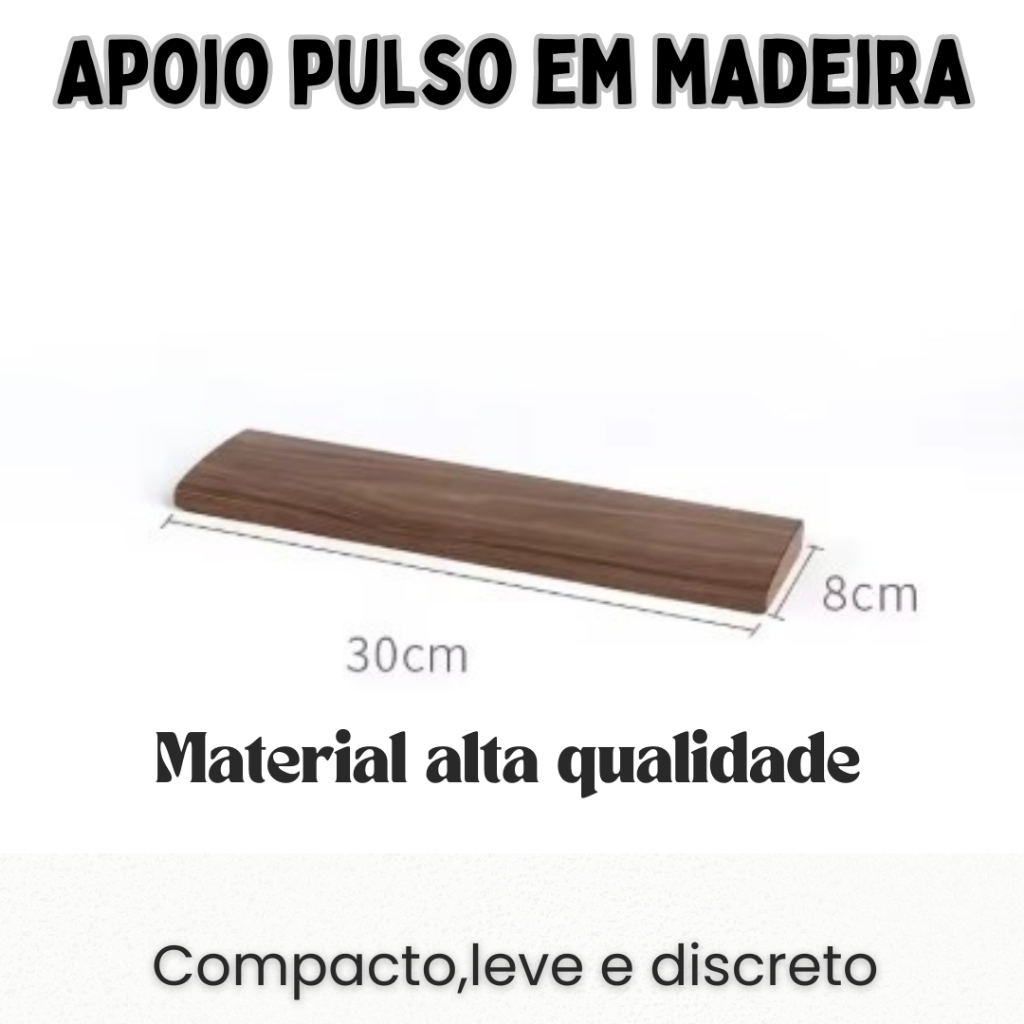 🔥🪵 APOIO DE PULSO PREMIUM EM MADEIRA ✋ Descanso Ergonômico 30cm x 8cm • Conforto & Estilo 💻✨