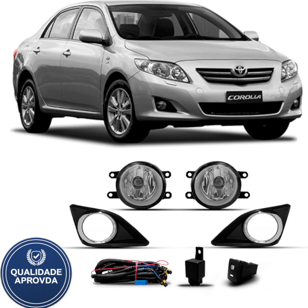 Kit Farol Auxiliar Corolla 2009 À 2011 Com Grade Aro Cromado