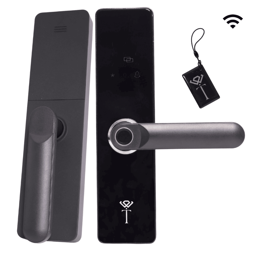 Fechadura Eletrônica Digital 5 em 1 Com Biometria, Bluetooth, Senha Touch, Chave e Tag