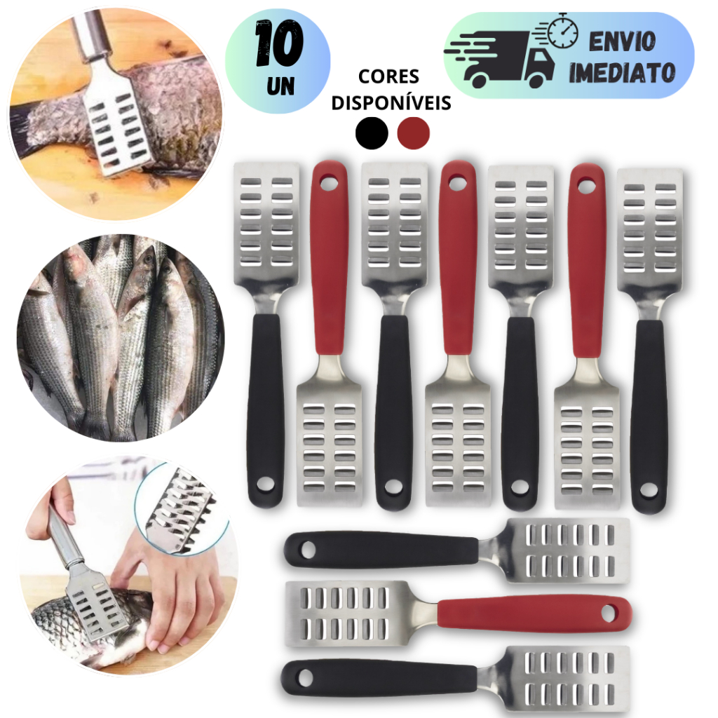 KIT 6 A 10 DESCAMADOR LIMPADOR DE PEIXE RESISTENTE INOX PROFISSIONAL  MULTIUSO PARA FRUTOS DO MAR ESCAMADOR
