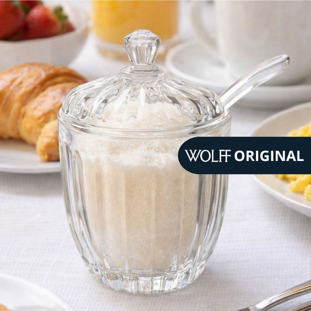 Açucareiro C/ Colher Geneva 11cm de Cristal - Wolff em Oferta na Shopee
