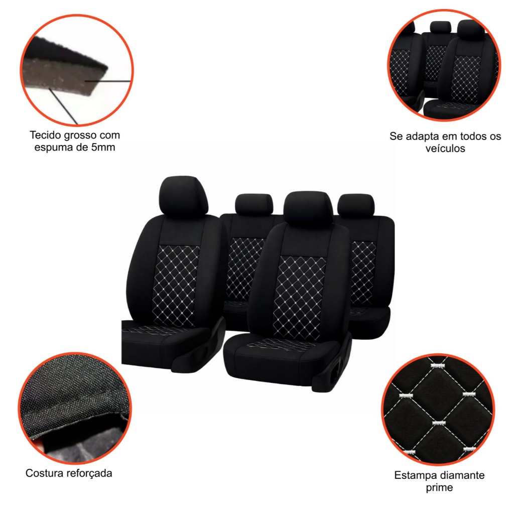 Capa de Banco Automotivo Ford Capa para Banco Carro Tecido Grosso Diamantado Prime Reforçado