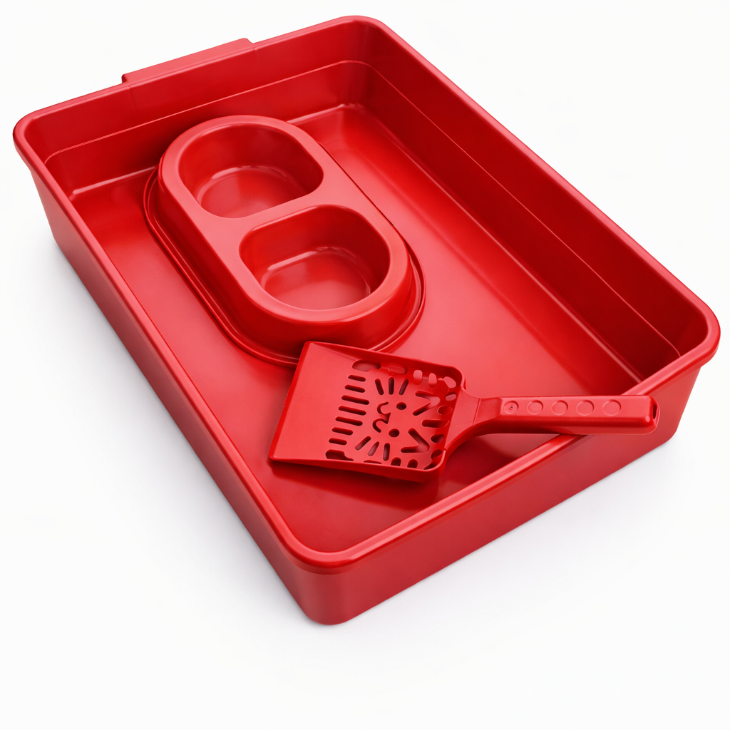 Kit Caixa de Areia para Gatos Bandeja + Comedouro  + Pá Higiênica em Oferta na Shopee