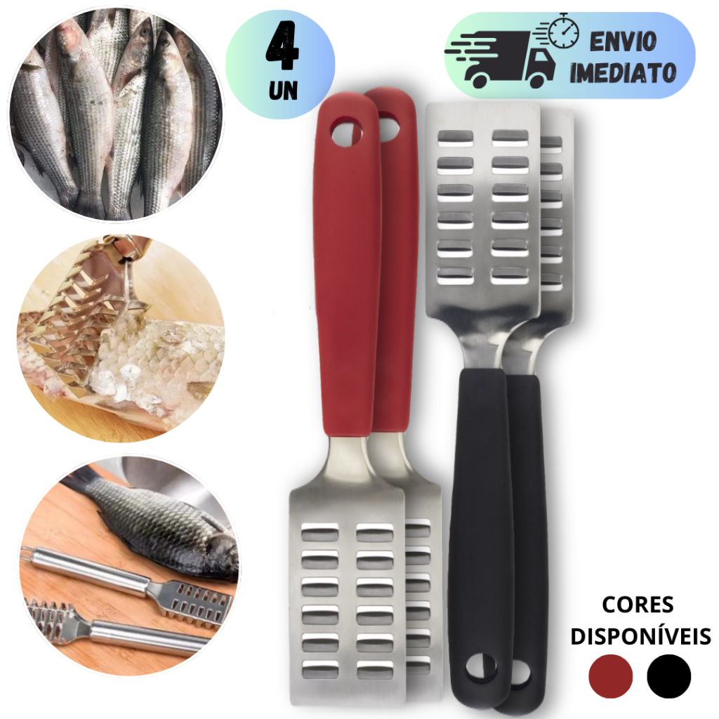 KIT 2 A 4 OU 1 ESCAMADOR LIMPADOR DE PEIXE INOX PROFISSIONAL  MULTIUSO PARA FRUTOS DO MAR DESCAMADOR RESISTENTE