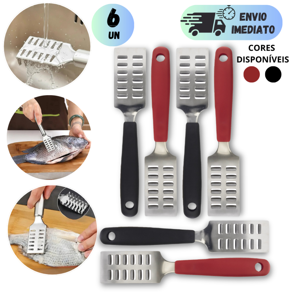 KIT 2 A 6 ESCAMADOR DE PEIXE INOX PROFISSIONAL  MULTIUSO PARA FRUTOS DO MAR DESCAMADOR LIMPADOR RESISTENTE