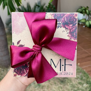 Kit 10 Papel Transferível MARSALA para Caixa de MDF Convite Padrinhos