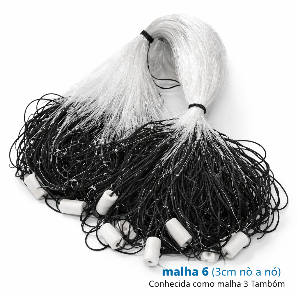 Rede de Pesca Malha 6 (3 cm) Malha Pequena Para Todos Peixes 10 a 40 metros em Oferta na Shopee