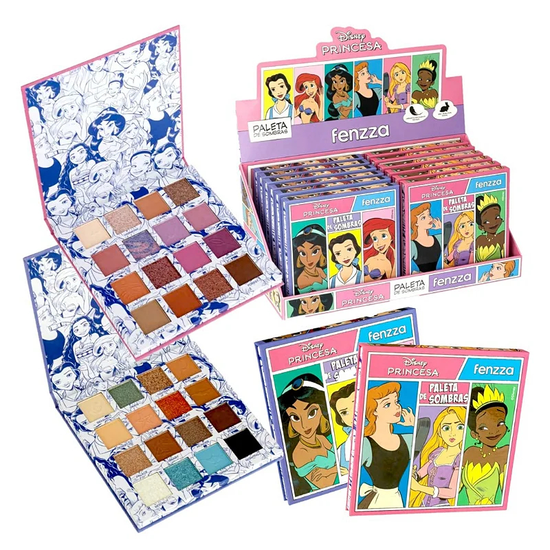 Paleta de Sombras Princesas Cartonada Rosa Azul - FENZZA LANÇAMENTO em Oferta na Shopee