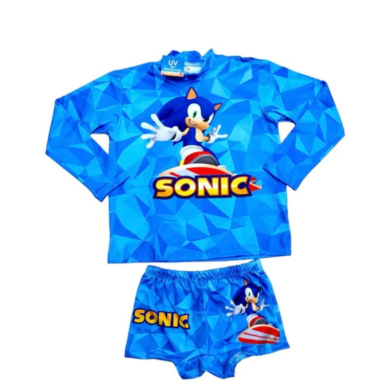 Kit Conjunto Sunga+Blusa Manga Longa Sonic Com Proteção Solar UV50 Moda Praia/cachoeira/piscina