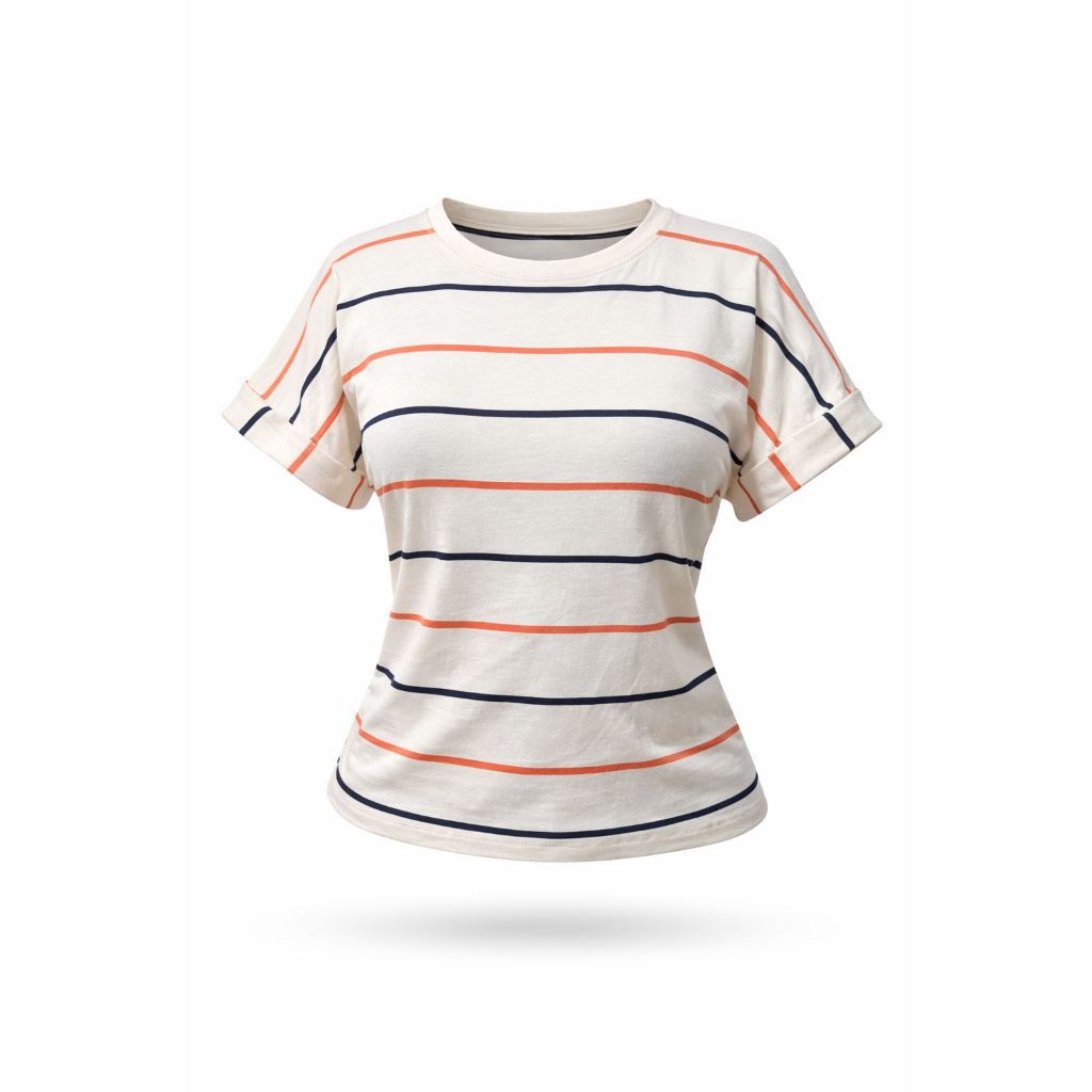 Camisa Listrada com Manguinha Feminina em Viscolycra Fresquinha