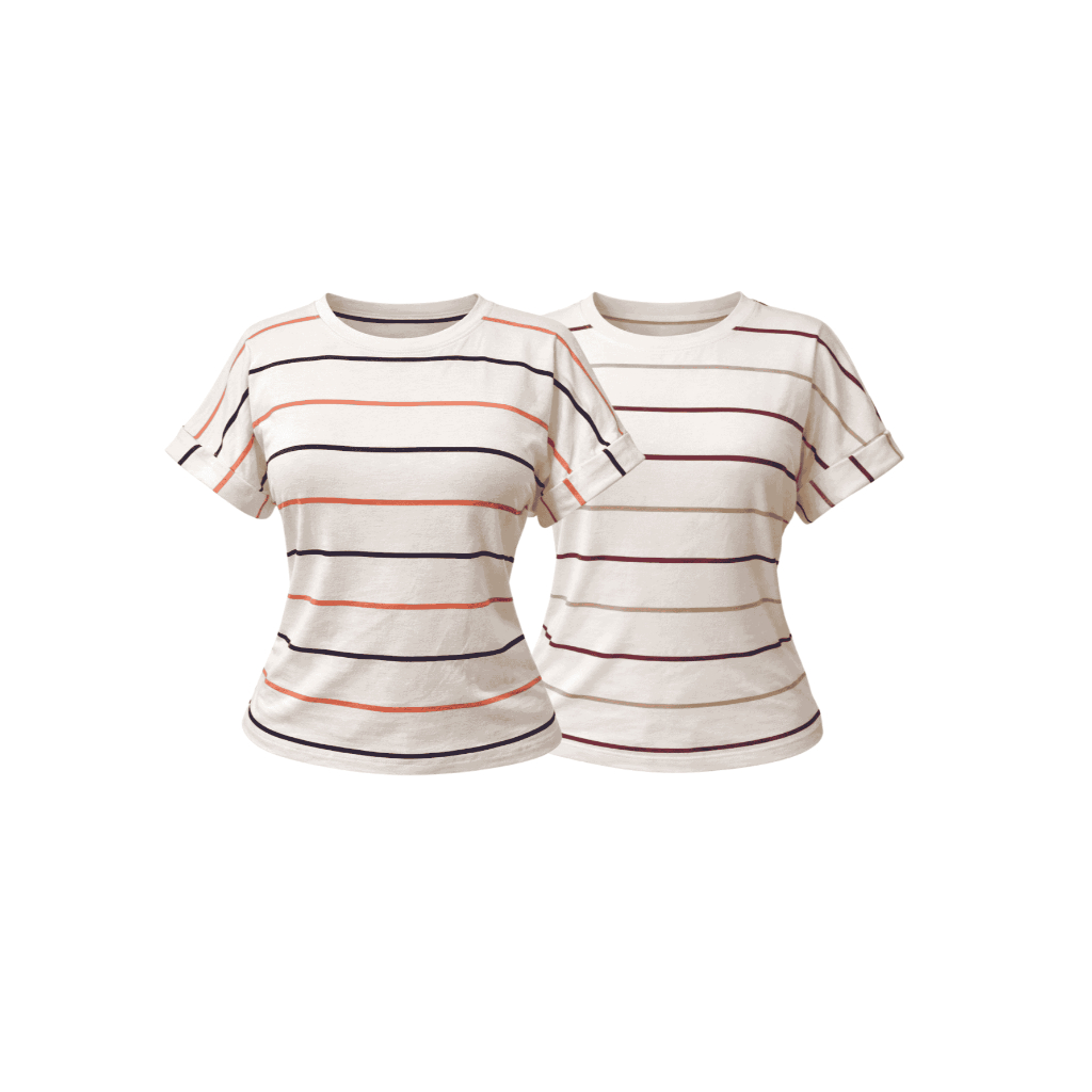 Kit c/ 2 Camisas Listradas em Viscolycra com Manguinha Tamanho Único