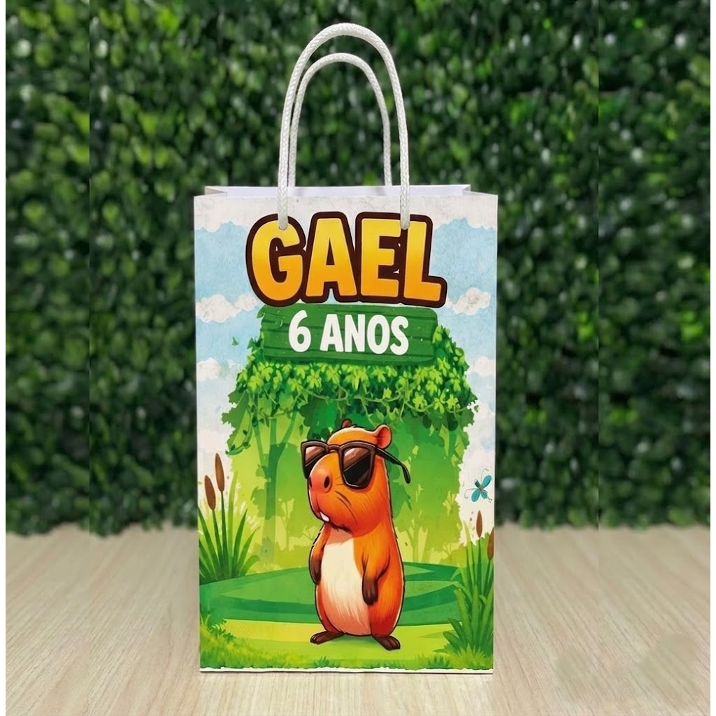 Sacolinha personalizada Capivara PEGUE E MONTE | Personalizados lembrancinhas mimos