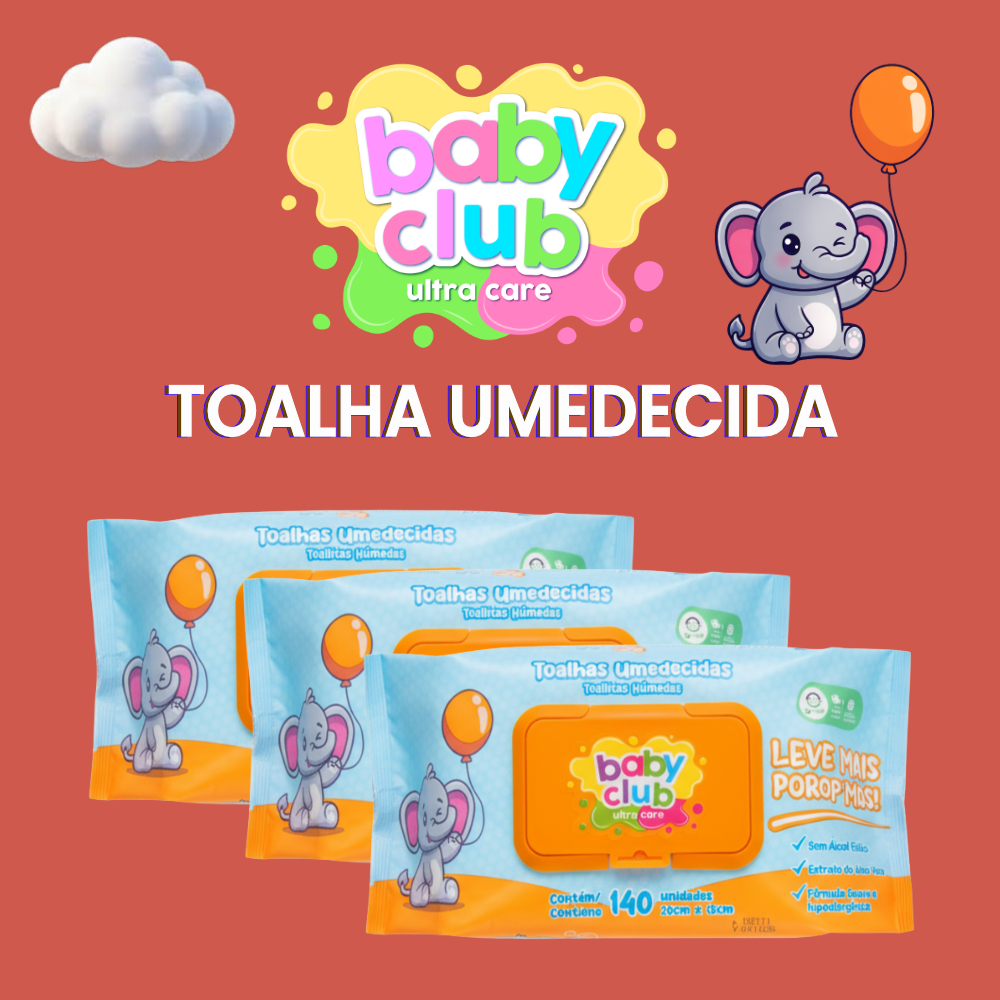 Kit Toalhinhas Umedecidas Baby Club Lenços Bebe Neném Menina Menino