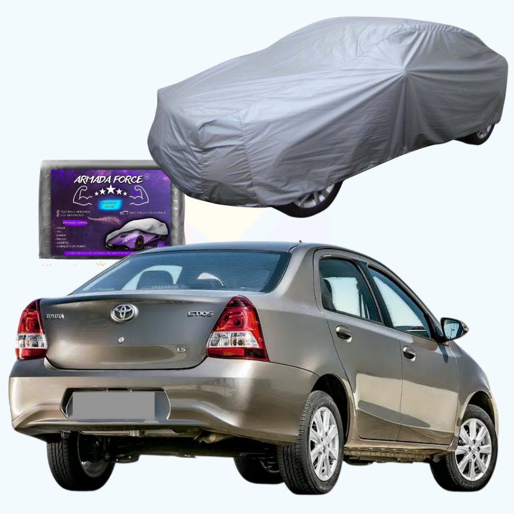 CAPA PARA COBRIR CARRO TOYOTA ETIOS SEDAN 2013 A 2021 XS XLS PLATINUM 1.5 FLEX IMPERMEÁVEL COM FORRO E SEM FORRO;