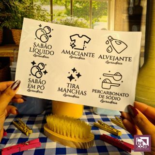 Kit 6 Etiquetas Transparentes para Lavanderia | Sabão Líquido, Sabão em Pó, Amaciante em Oferta na Shopee
