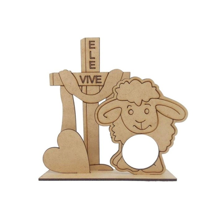 kit Lembrancinha Pascoa Porta Bombom Cordeiro Ele Vive em MDF 3mm