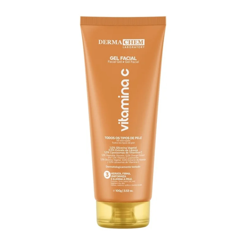 Dermachem Gel Faciel Vitamina C para Rosto ajuda na Hidratação Firmeza Clareamento e Rugas em Oferta na Shopee