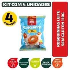 Rosquinhas Leite Sem Glúten Vegano 110G - Kit 4 Unidades