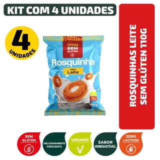 Kit Rosquinhas Leite Sem Glúten 110G - 4 Unidades em Oferta na Shopee