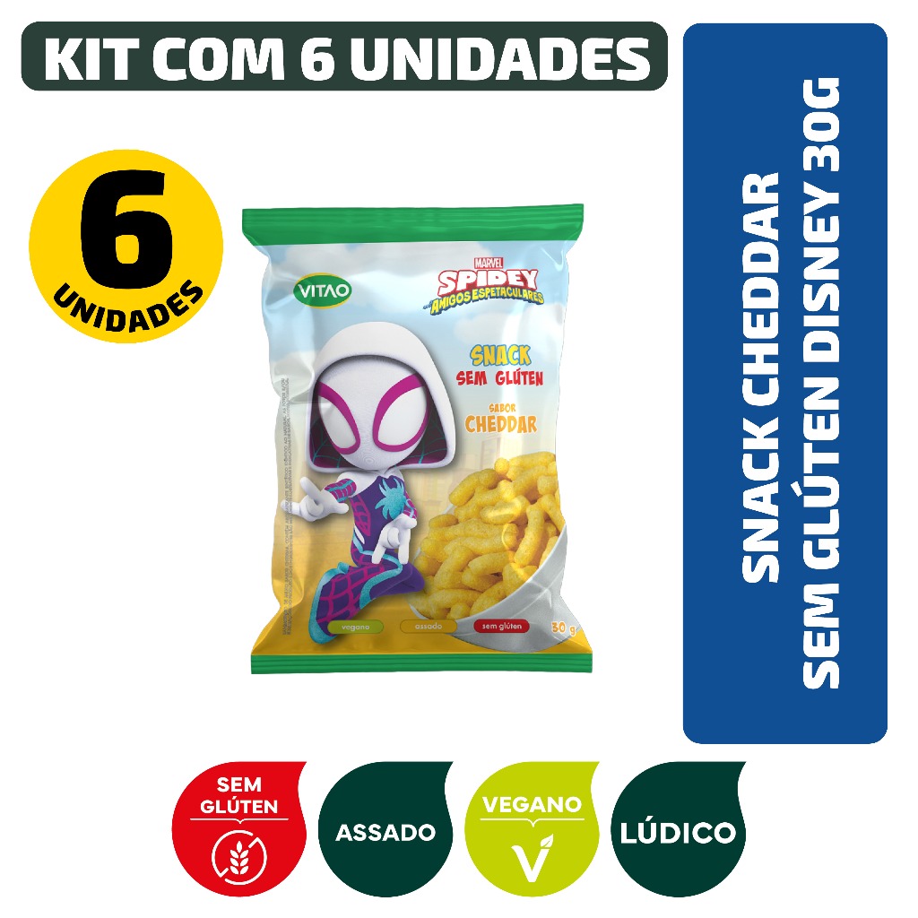 Kit Snack Cheddar Sem Glúten Disney 30G - 6 Unidades