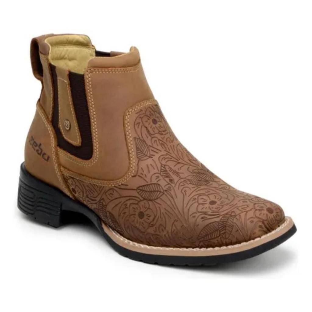 BOTINAS ZEBU FEMININA COR SELA ZEBU ORIGINAL TEXANA BICO QUADRADO LANÇAMENTO