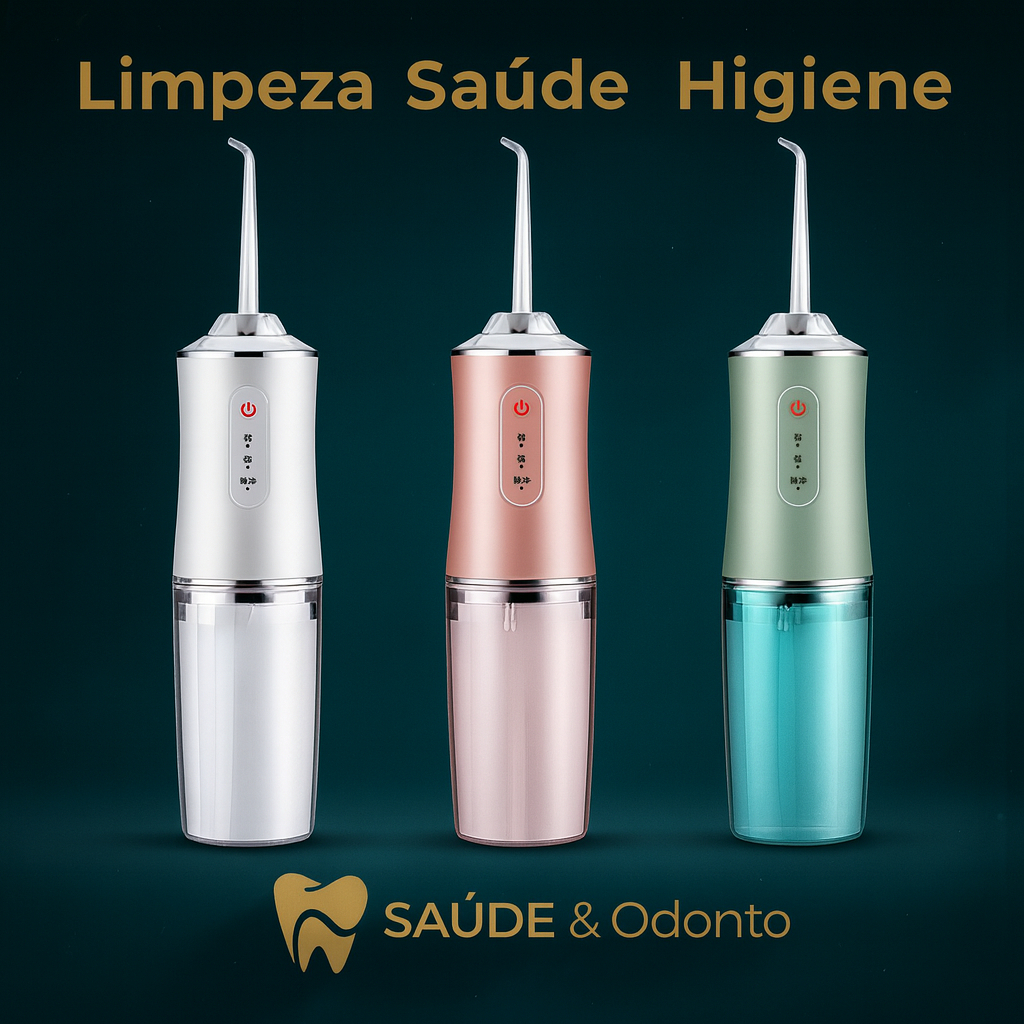 Irrigador Dental USB Portátil com Jato de Água Pulsado 300ml Limpar Dente Profunda em Oferta na Shopee