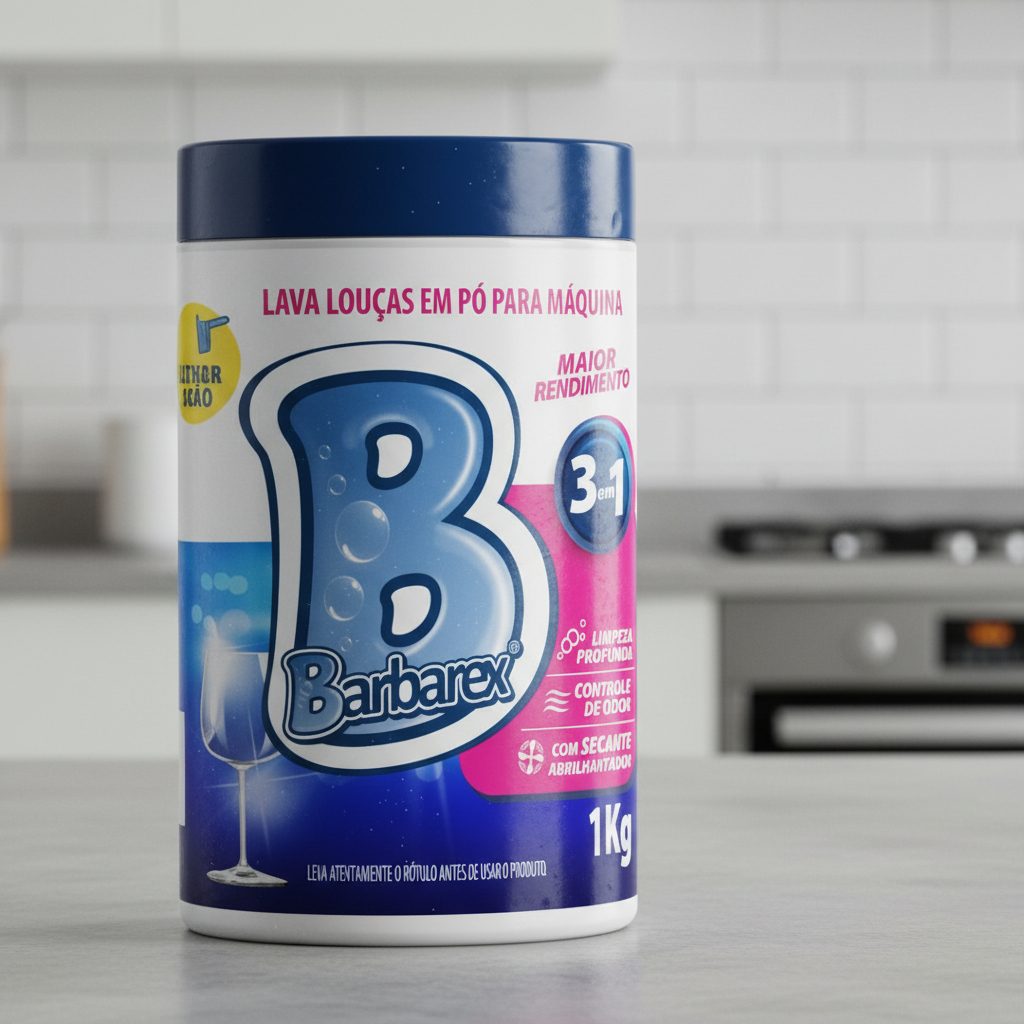 Sabão Detergente em Pó Para Maquina Lava Louças  Barbarex  c/ Secante Abrilhantador em Oferta na Shopee