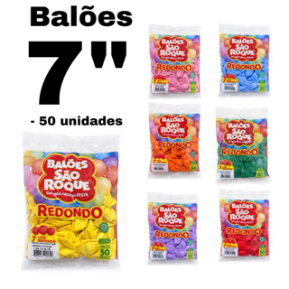 Balão Bexiga N7” Diversas cores - 50 unidades, cores vibrante em Oferta na Shopee