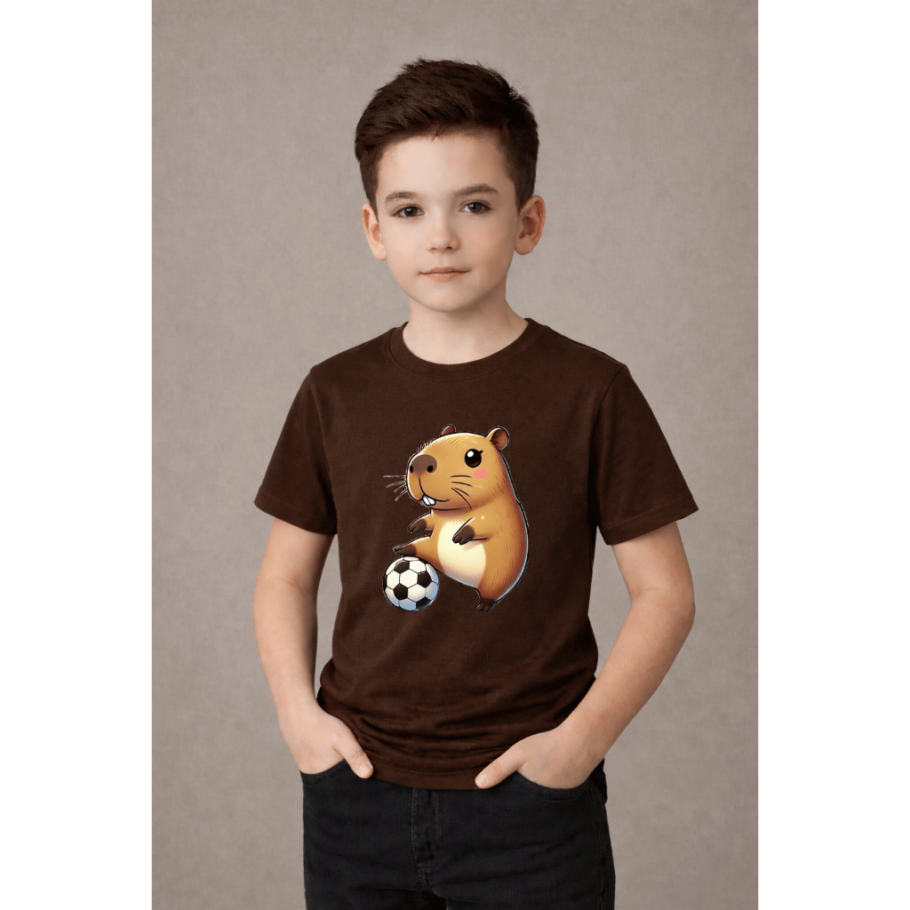 Camiseta Básica Infantil Menino 2 ao 16 Capivara Futebol Camiseta Futebol Básica Dia A Dia