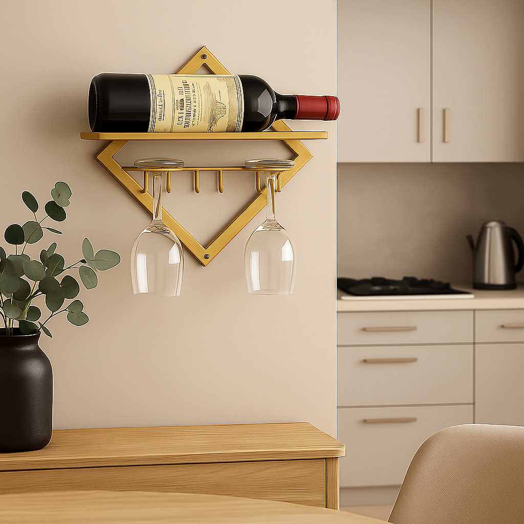 Suporte Prateleira Para Garrafas e Taças Vinho Organizador