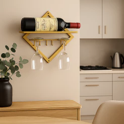 Suporte Prateleira Para Garrafas e Taças Vinho Organizador