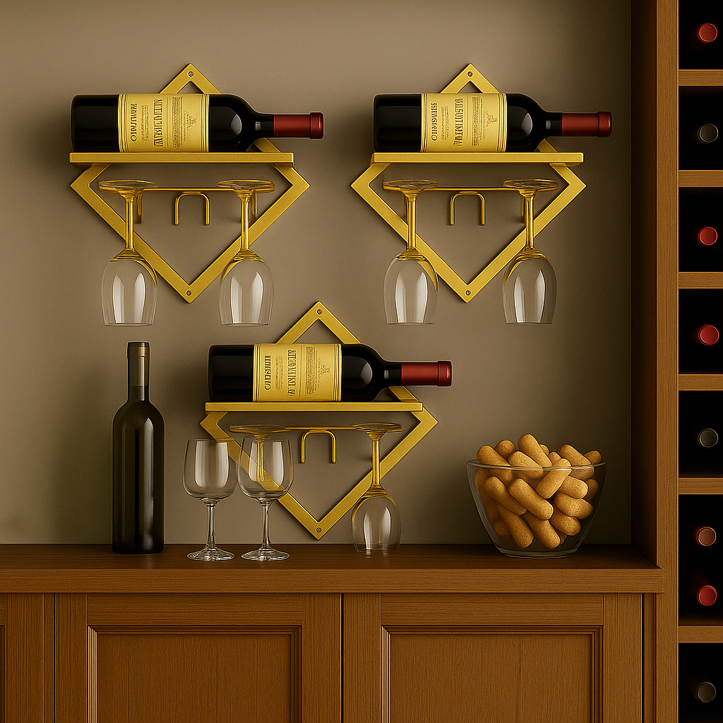 Suporte Prateleira Para Garrafas e Taças Vinho Organizador — imagem 2 de 2