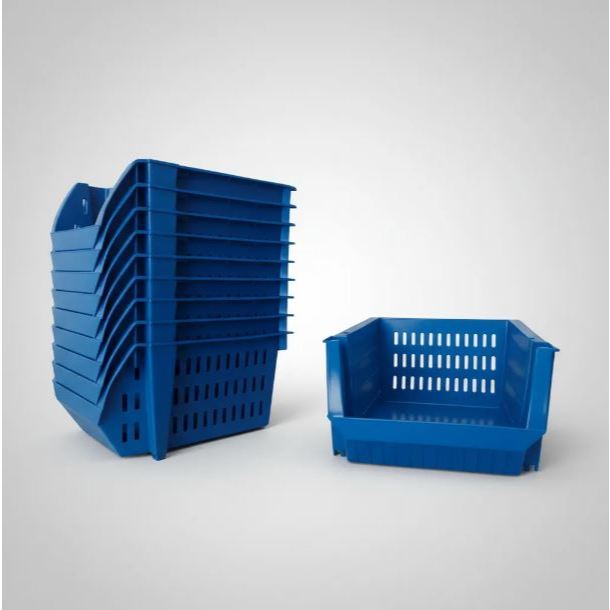 Cesto Caixa Mini Organizador 12 Peças Empilhável Plástico Bin Azul Prateleira