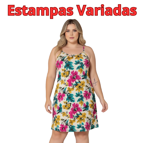 Vestido Liganete Plus Size Soltinho Verão Malha Fria Alcinha