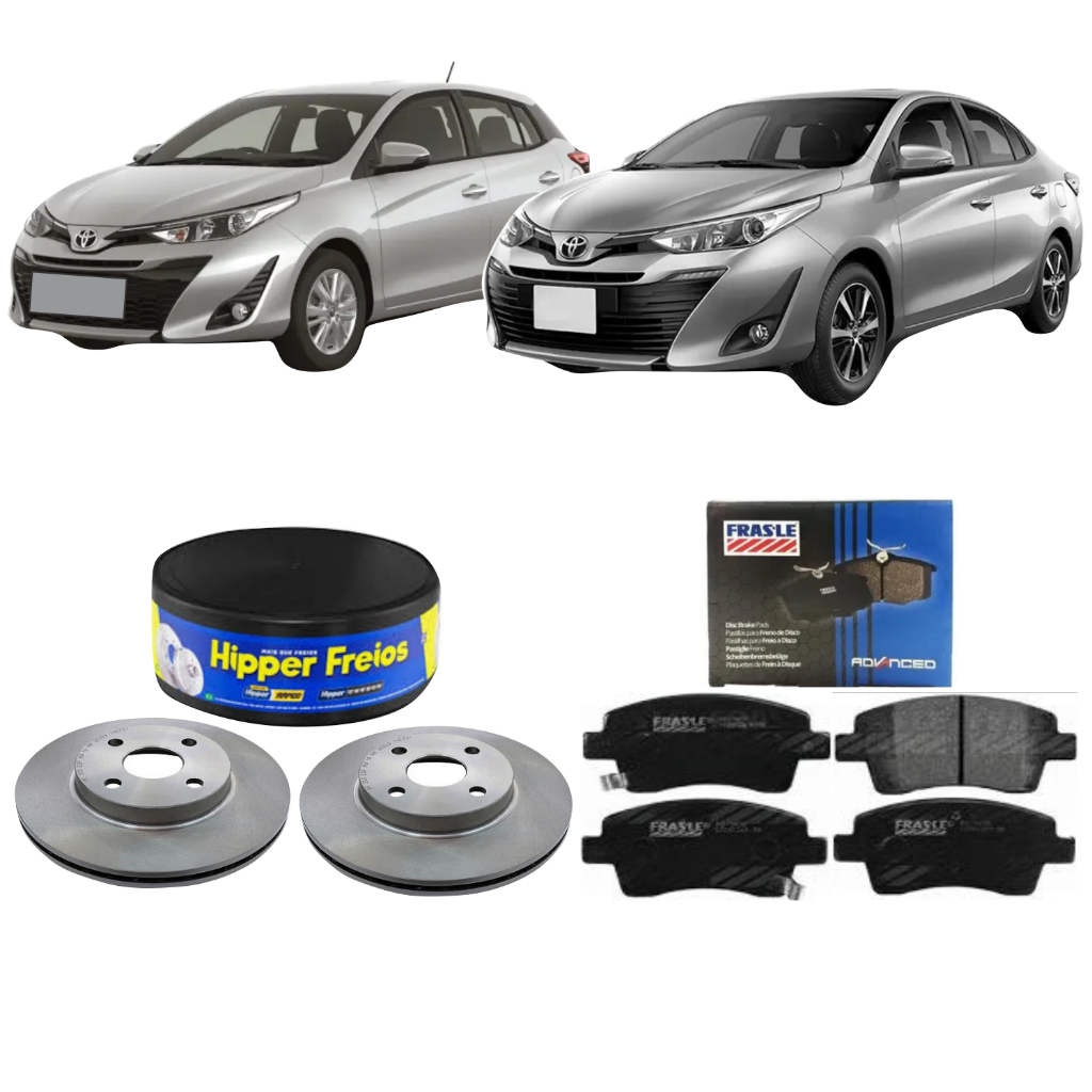 Kit Disco Hipper Freios + Pastilha De Freio Dianteiro Frasle Yaris Hatch/ Sedan 1.3 1.5 2018 A 2025