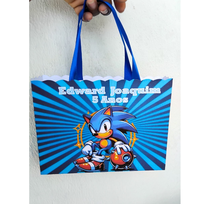 🌀 30 Sacolinhas Personalizadas no Tema Sonic – Tamanho G – Ideal para Lembrancinhas 🎉