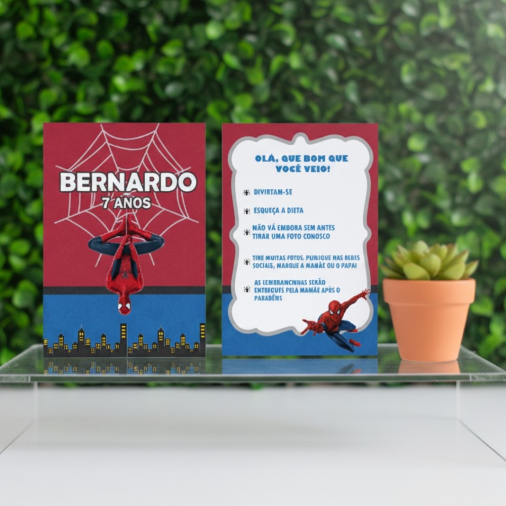 Plaquinha de agradecimento centro de mesa/cartao de agradecimento de mesa HOMEM ARANHA